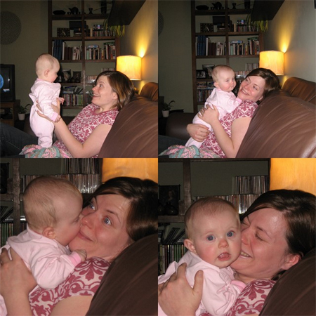 Reese practices her kisses on Mommy