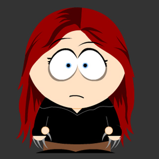 the gui girl as a fierce South Park character